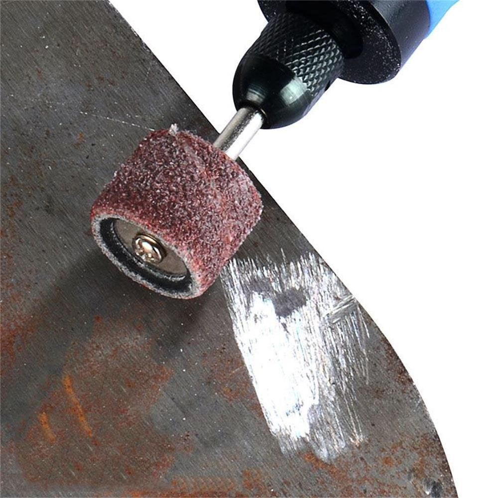 Littleduckling 104Pcs Sanding Band Drum Sleeve 60 120 320 Grit 1/4" 1/2" Nail Drill Sander with 4 Drum Mandrel for Dremel Rotary Tool