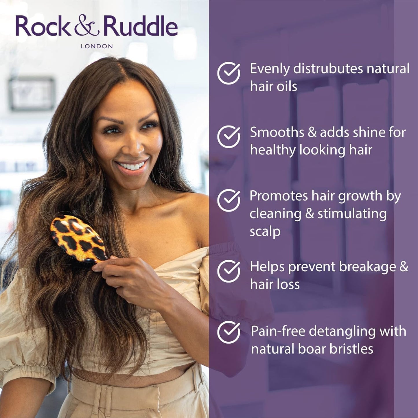 Rock & Ruddle Soft White Natural Boar Bristle Hairbrush for Babies and Young Children | Perfect for Fine Hair Detangling and Smoothing - Tile Blue