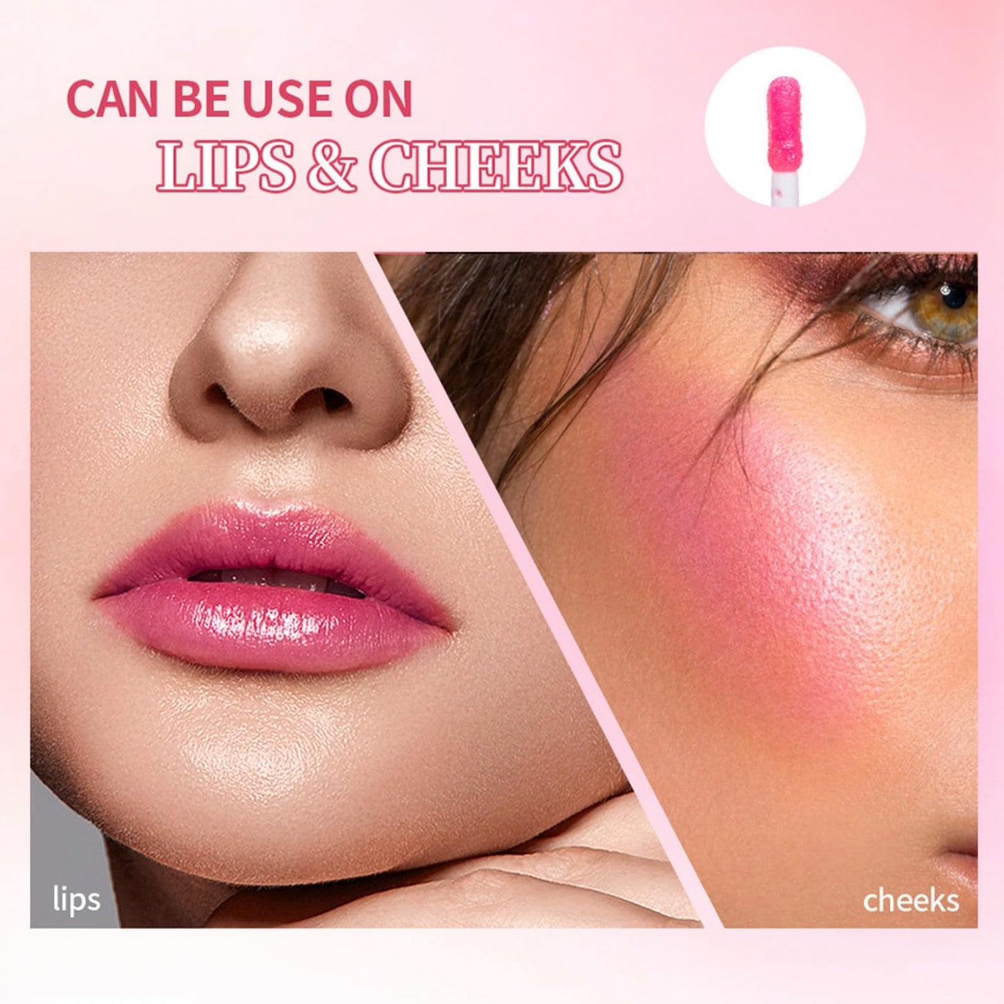 Siyinzu 2PCS Pink Lip Serum Plumper,Pink Tinted Lip Balm,Pin-k Lip Serum,Instant Lip Plumping Gloss,Pin-k Lip Plumper to Reduce Fine Lines,Clear Lip Gloss,Color Changing L-ip Gl-oss,Nourishing Repair Li-p Oil