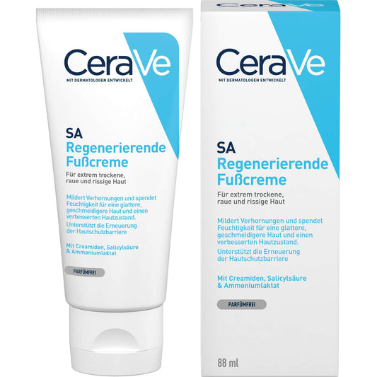 CeraVe SA Renewing Foot Cream With Salicylic Acid & 3 Essential Ceramides, Exfoliating Treatment for Extremely Dry Rough Bumpy Feet, Fast-Absorbing, Dermatologist Developed, 88ml