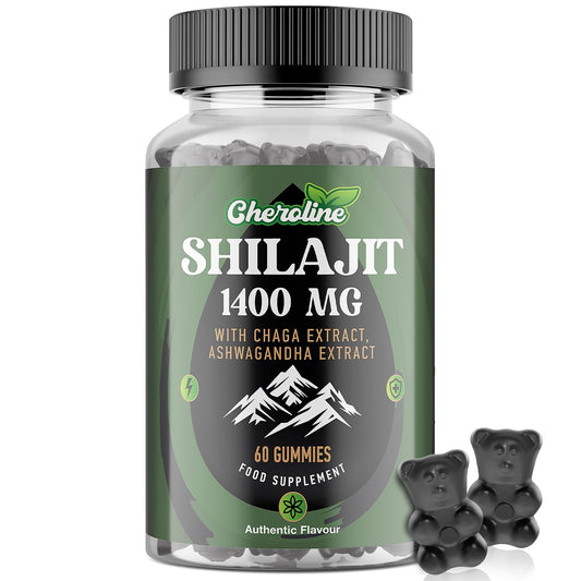 Shilajit Gummies 1400mg, Pure Himalayan Shilajit with Chaga and Ashwagandha, 85+ Trace Minerals, Rich in Fulvic Acid, for Energy & Immune, Authentic Flavor, Sugar-Free, Vegan (60 Count (Pack of 1))