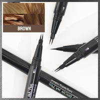 Microblading Eyebrow Pen, 2-in-1 dual-ended long-lasting eyebrow pencil, featuring micro-blade tip and precision brush tip, newly upgraded dual-ended makeup, creates natural eyeliner eyebrows (brown)
