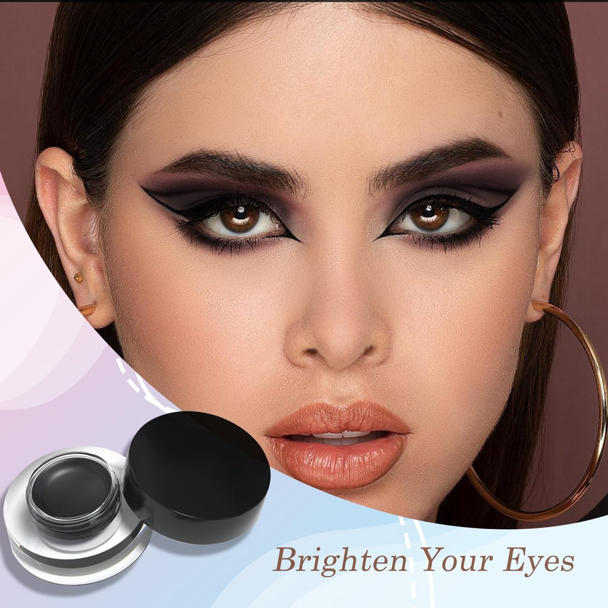 Generic Black Matte Eyeshadow Cream in Compact Glass Jar - Dual-Ended Brush for Smoky Eye Makeup, Highly Pigmented Long-Lasting Velvety Formula, Ideal for Evening Wear & Professional Use