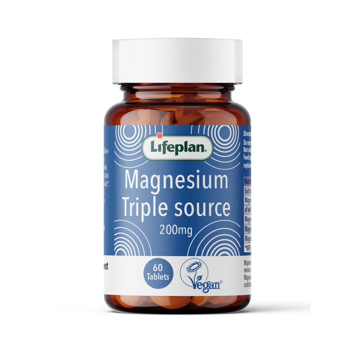 LIFEPLAN Lifeplan Magnesium Triple Source Supplement 200mg - 60 Tablets - 220 Grams