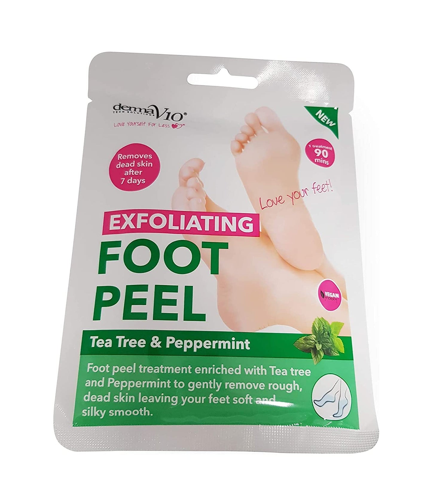 Derma V10 DermaV10 Exfoliating Foot PeelTea Tree and Peppermint