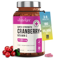 VitaBright Cranberry Tablets for Urinary Infections 55,000mg | Strongest Cranberry Supplements for Women - Bladder, Cystitis Treatment Women, UTI Treatment for Women | Cranberries Extract Capsules Vitabright
