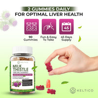 Keltico Milk Thistle Gummies 1000mg – Fortified with Dandelion Root – Liver Support & Detox Supplement – Vegan, Gluten-Free – Antioxidant Support - 90-Day Supply - Liver Health - Cleanse