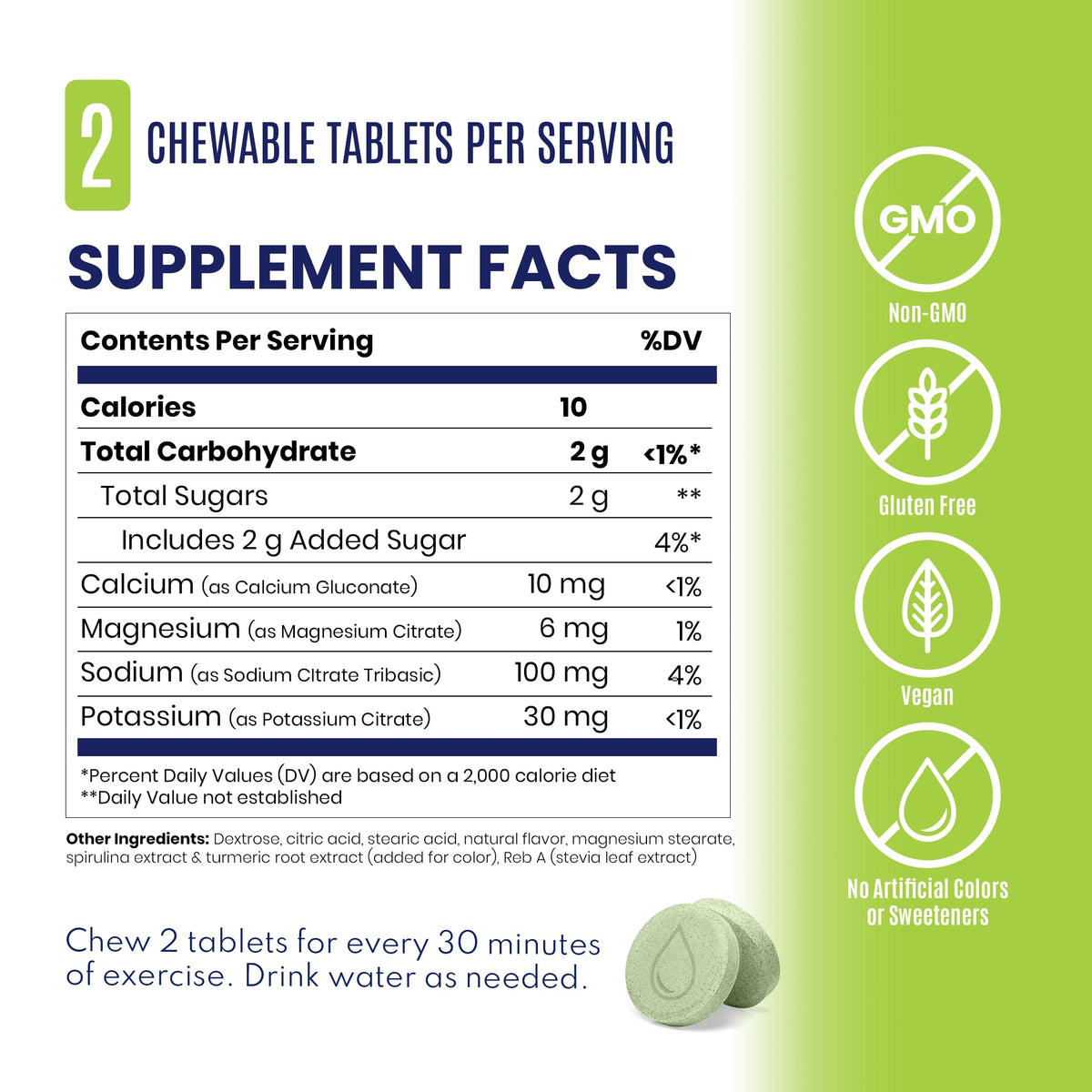 SaltStick Fastchews, Electrolyte Replacement Tablets for Rehydration, Exercise Recovery, Youth & Adult Athletes, Hiking & Sports Recovery, 1 x Packet of 10 Tablets (Green Apple)
