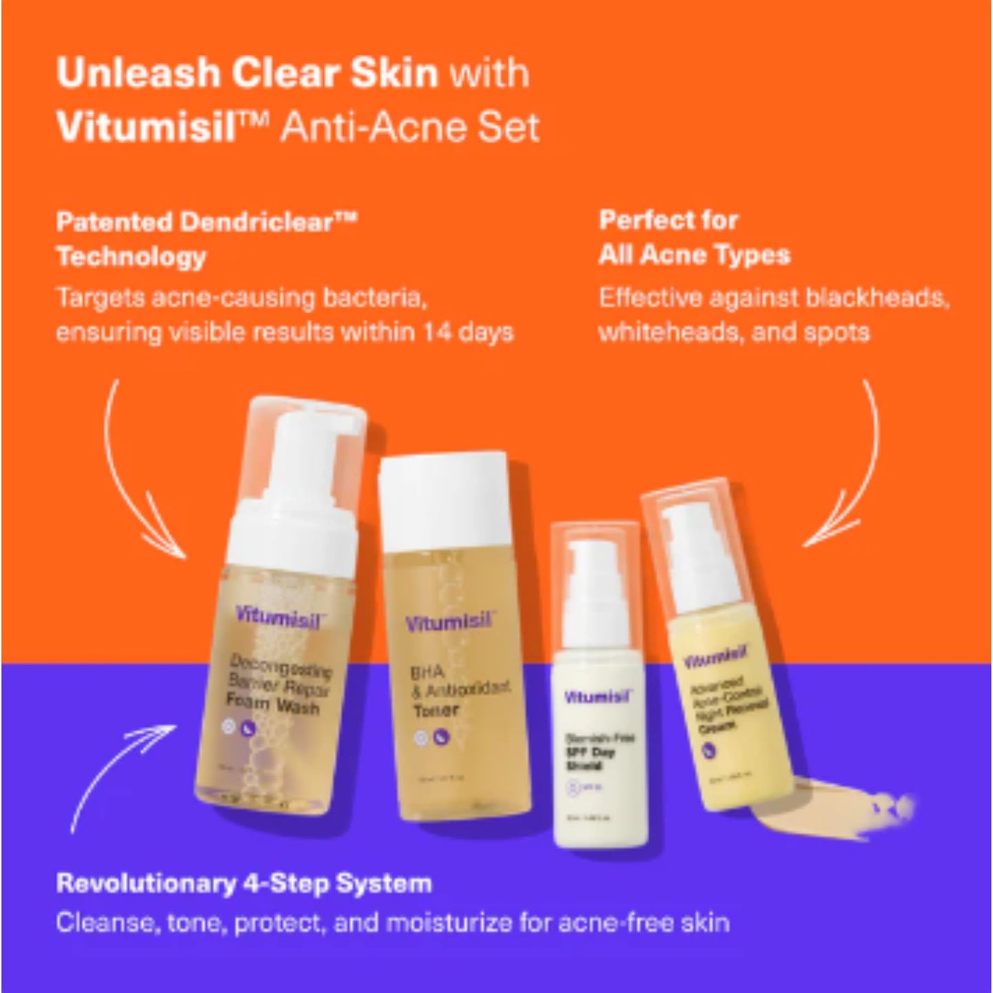 Dermz Acne Treatment - Acne Cream, SPF Face Protection, Face wash & Toner - Set of 4