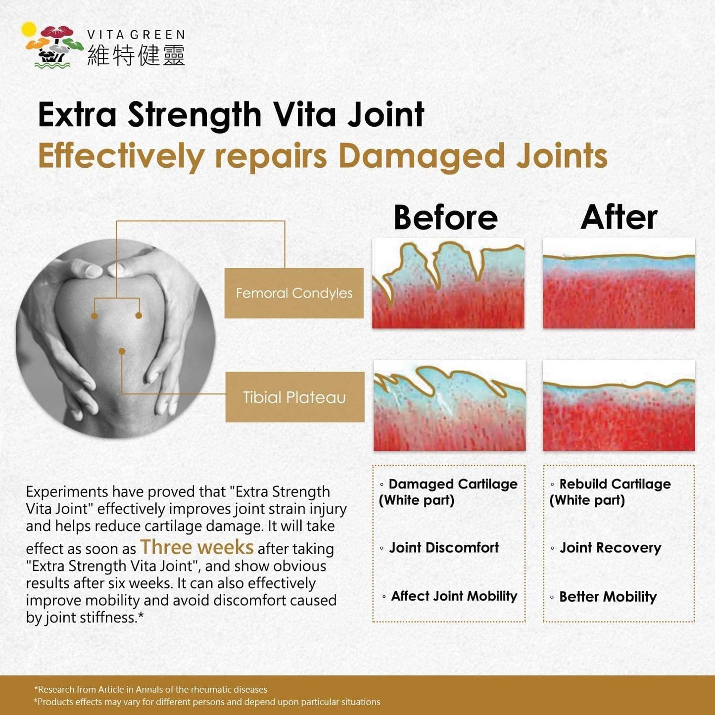 Vita Green Joint Health Capsules, Natural Chinese Herbal Knee Nutritional Supplements Treatment Relief from Discomfort Stiffness, Extra Strength Joint Mobility and Flexibility – 90 Count