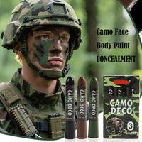 NoraGlaze 3-Piece Camouflage Face Paint Stick Set - Waterproof, Sweat-Resistant Green, Brown, Black Makeup for Hunting, Military Training, Outdoor Survival, Tactical Activities & Airsoft