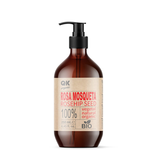 QKnatur Rosehip oil, 100% pure organic vegan, 250 ml, for scars and stretch marks, anti-wrinkle, anti-bio, cold pressed