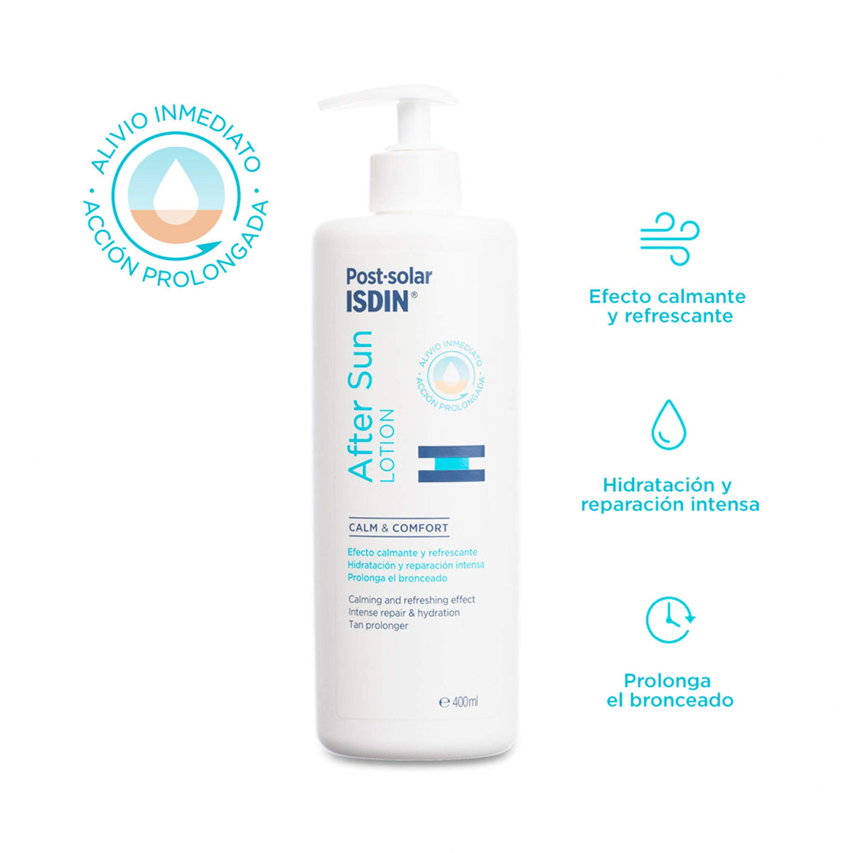 ISDIN Post-solar After Sun Lotion 400ml | Calming and cooling effect | Intense hydration and repair