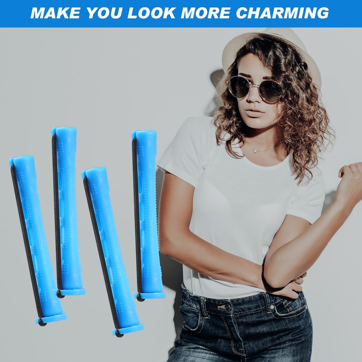Arcjunys Perm Rods Kit 0.35 Inch for Short Hair - 24Pcs Hair Curlers With Steel Tail Comb for Hairdressing Styling Supplies