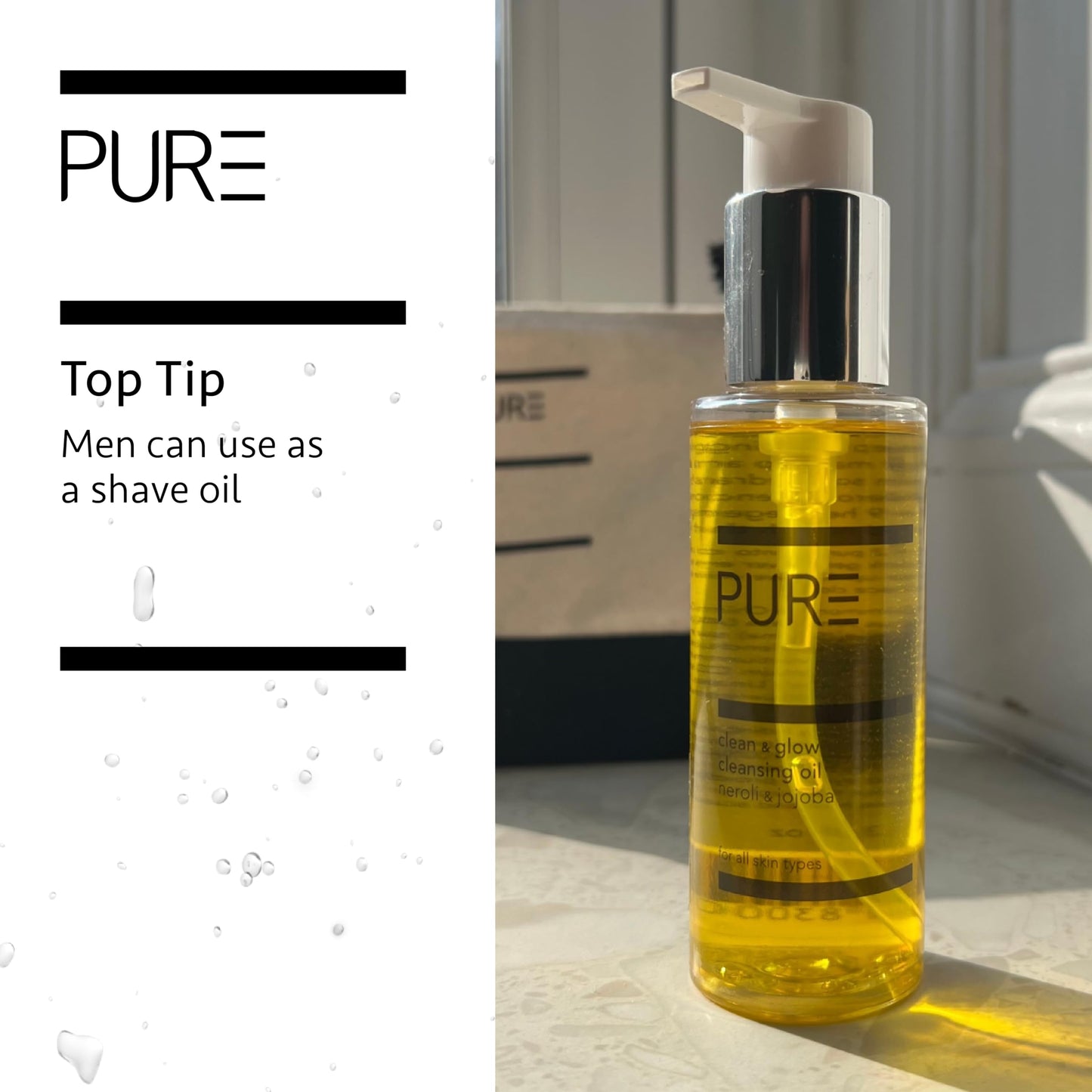 Clean and Glow Cleansing Oil from PURE Spa Skincare100ml - Vegan Makeup Remover & Cleanser with Jojoba Oil, Neroli & Vitamin E