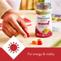 Nature's Bounty Adult Multivitamin Gummies - Pack of 60 Gummies, Two-a-day - With Vitamin B6, B12, D3, C and Biotin - For everyday wellbeing - Immune Support and Bone Health - Suitable for Vegans