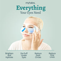 HM Halo Mask Under Eye Patches & Cooling Eye Mask Set- 24 Eye Masks for Puffy Eyes and Eye Bags Remover Kit- 24k Gold & Blue Under Eye Gel Patches - Cold Eye Mask for Puffiness - Eye Masks Skincare - Patented