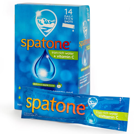 Spatone Natural Liquid Iron Supplement, Apple Flavour with Vitamin C (14 Sachets), High Absorption, Enhances Energy and Bolsters Immunity, Men Women Pregnancy, Gentle On The Stomach, 14 Day Supply