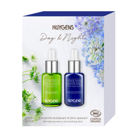 HUYGENS - Night & Day Duo - 2 Organic Serums - 2x15mL - Hyaluronic Acid Concentrate & Elixir Night Concentrate - 100% natural - Vegan - Made in France