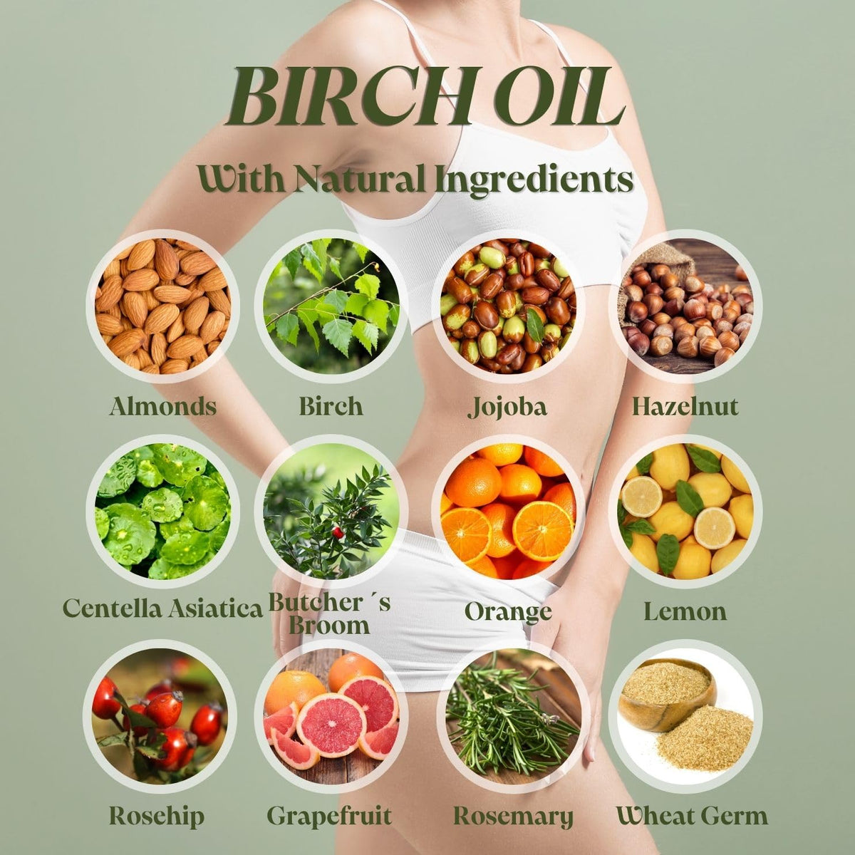 QKnatur - Birch Oil for Cellulite - 100 ml - With Natural Extracts - Tones, Firms, Moisturizes and Revitalizes the Skin - Improves Elasticity