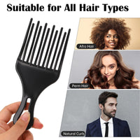 salbsever Salbsever 2-Piece Afro Hair Pick-Comb Set - Large and Small Plastic Wide-Tooth Picks for Curly Hair, Detangling, Wig and Braid Styling