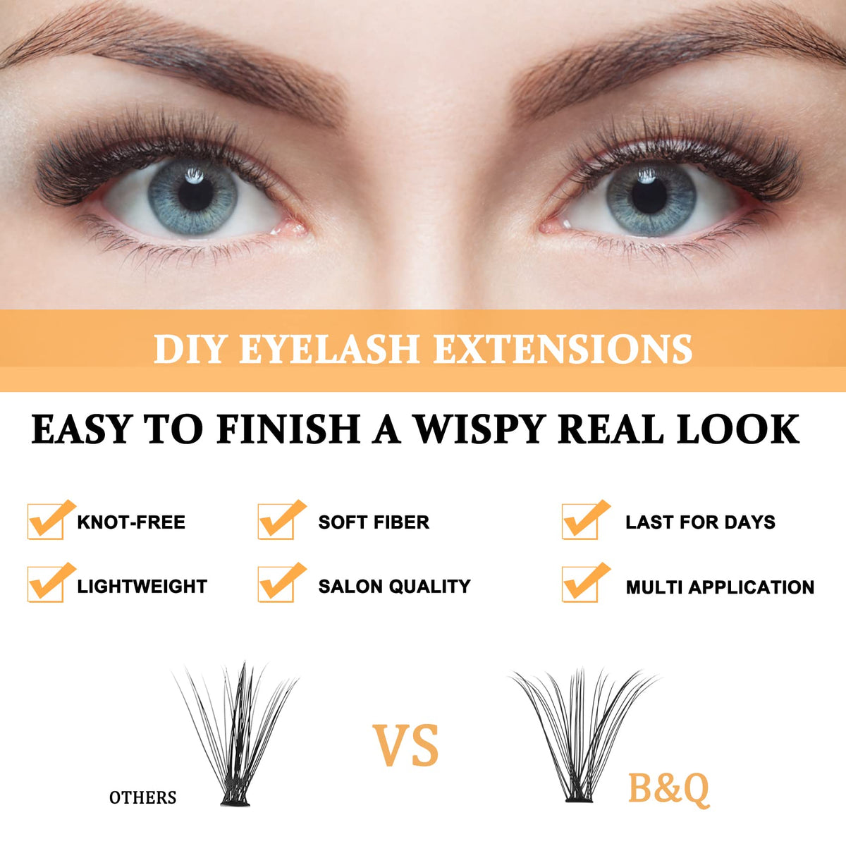 B&Qaugen Lash Clusters 30D-0.07D-9-15MIX B&Q Lash Individual Lashes 280 Clusters False Eyelash 20D 30D 40D Lash Clusters Extensions Individual Lashes Cluster DIY Eyelash Extensions at Home (30D-0.07D-9-15mix)
