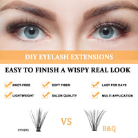 B&Qaugen Lash Clusters 30D-0.07D-9-15MIX B&Q Lash Individual Lashes 280 Clusters False Eyelash 20D 30D 40D Lash Clusters Extensions Individual Lashes Cluster DIY Eyelash Extensions at Home (30D-0.07D-9-15mix)