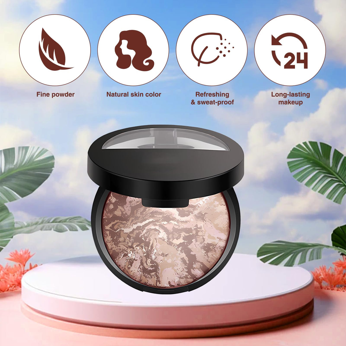atnayo Baked Foundation Medium, Brighten Foundation Baked Starter Makeup Kit