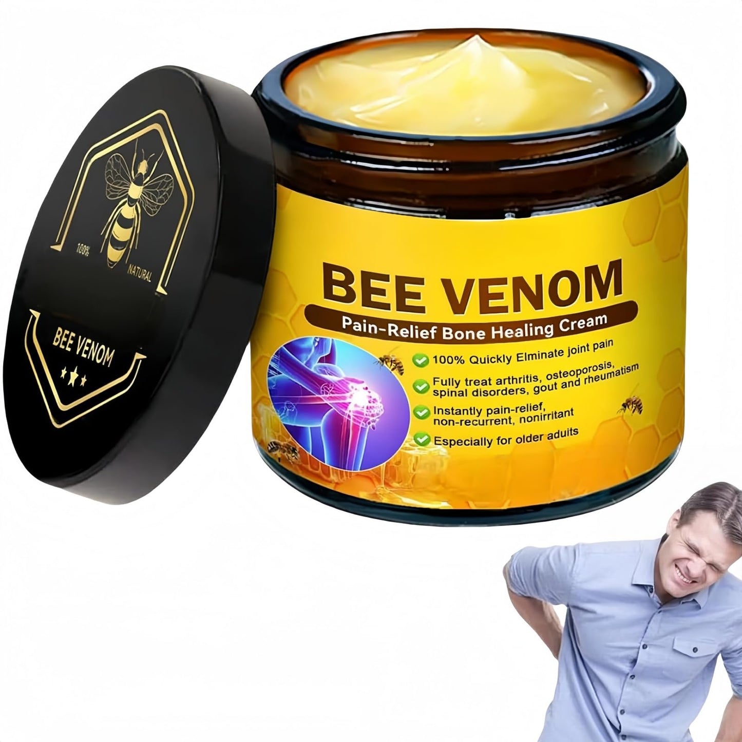 SinceReal Bee-Venom-Cream for Arthritis, Bee-Venom for Muscle and Joint Recovery, for Back, Neck, Hands, Knee
