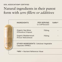 Marine Organics MarineOrganics Organic Sea Moss Capsules - 90 Irish Sea Moss and Bladderwrack Capsules - Iodine Tablets - UK Wild Harvested Seamoss - High Potency