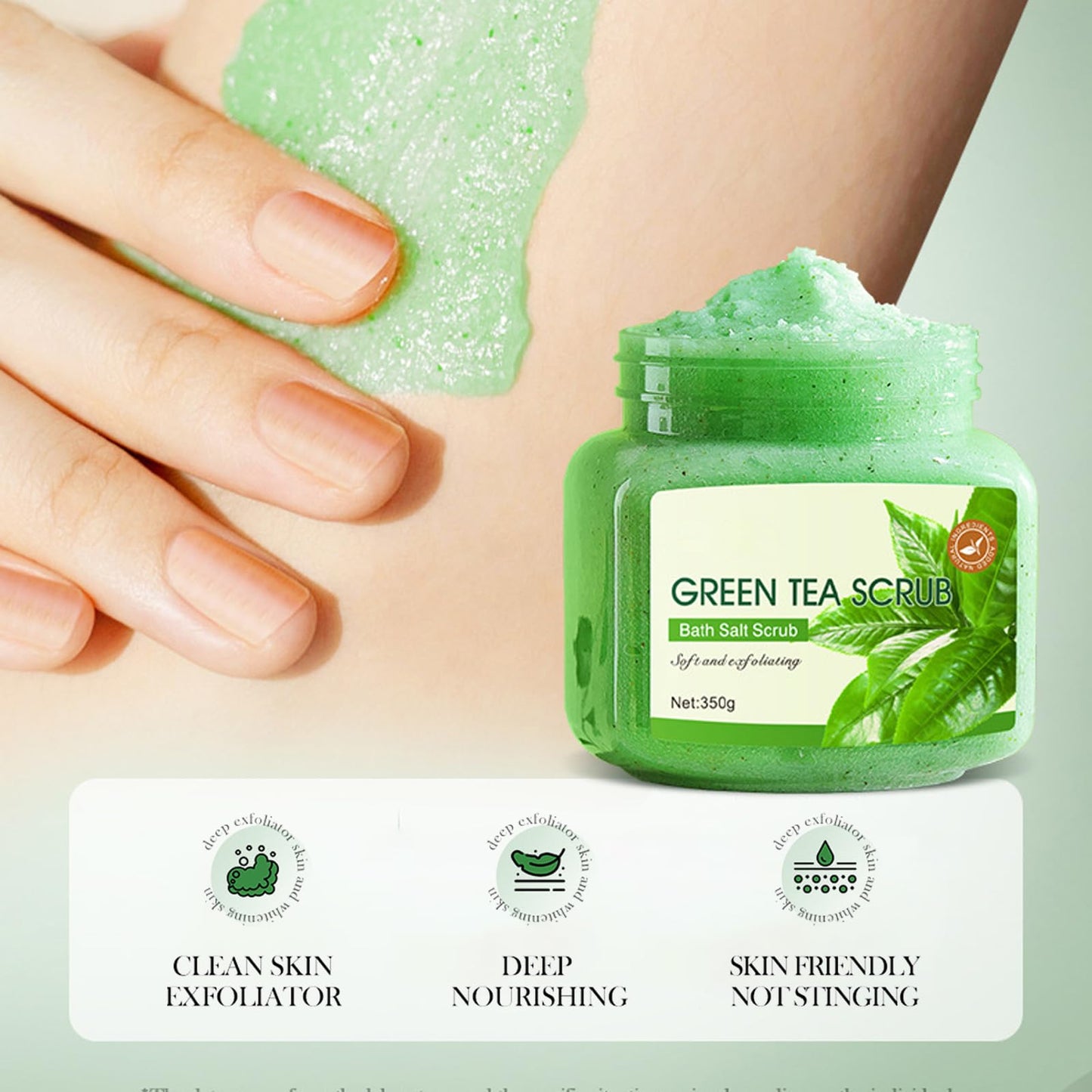 AuraAnge Green Tea Face Scrub Exfoliator - Body & Facial Exfoliant for Women & Men, Improve Pores, Refines Texture
