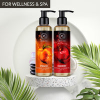 AROMATIKA trust the power of nature Sensual Massage Oil Set 2x200ml - Peach and Cherry - Edible & Kissable Massage Oil - Blend of Almond & Grapeseed & Macadamia Oils - Body Oil for Him & Her - for Couples - Relaxing Massage Oil
