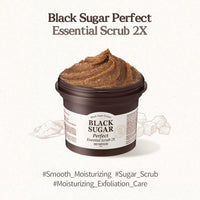 SKIN FOOD since 1957 SKINFOOD Black Sugar Perfect Essential Scrub 210g - Facial Exfoliating Massage Scrub w/o Irritation - Removes Blackheads & Dead Skin Cells - Sugar Scrub Body Exfoliator for Men & Women (7.4 fl.oz.)