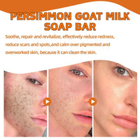 2PCS Natural Persimmon Goats Milk Soap - Anti-Odor Persimmon Goat Milk So-ap for Skin - Deep Cleansing Per-simmon Handmade Soap - Pure Per-simmon Go-at Mi-lk Soap Bar for Face & Body