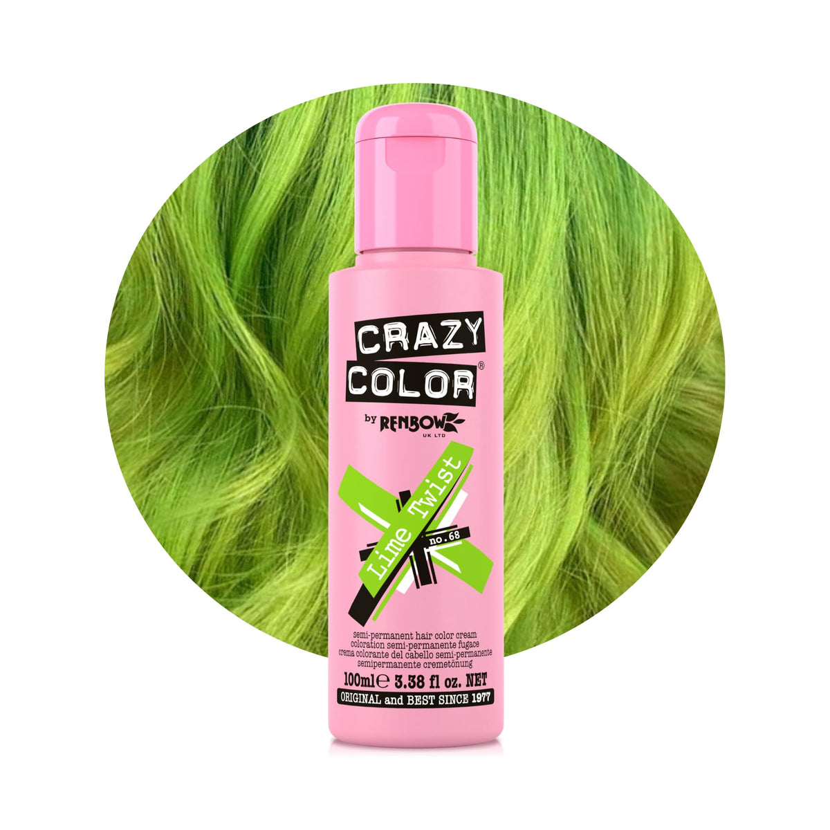 Crazy Color Vibrant Lime Twist Semi-Permanent Hair Dye. Highly Pigmented Lime Green Conditioning & Oil Nourishing Vegan Formula | No Bleach or Ammonia | 100ml
