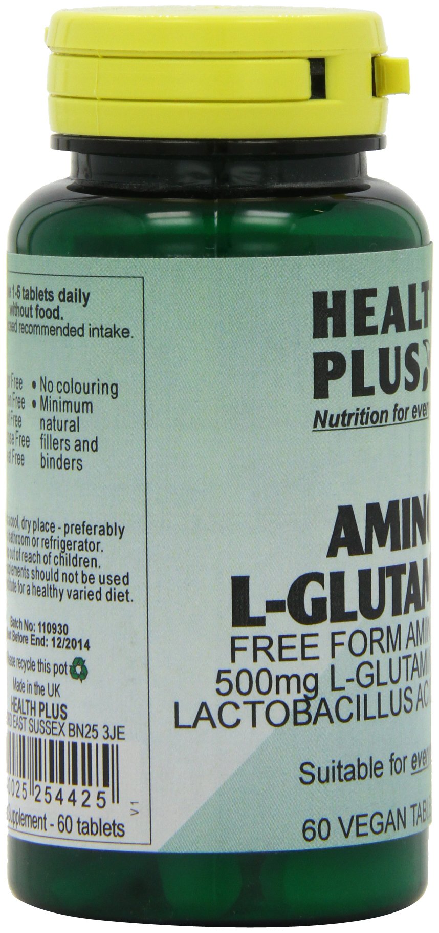 Health Plus Amino L-Glutamine 500mg Amino Acid Supplement - 60 Tablets