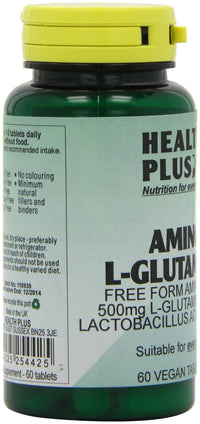 Health Plus Amino L-Glutamine 500mg Amino Acid Supplement - 60 Tablets