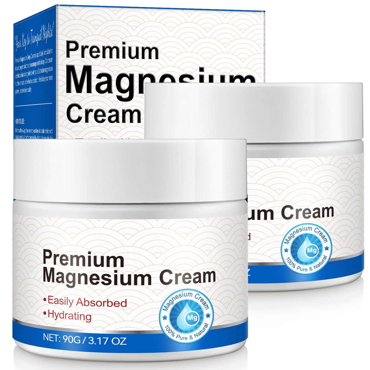 2Pack Magnesium Cream, Highly Concentrated Magnesium for Leg, Muscle, Joint Car, Body Oil Cream with Pure Zechstein Magnesiums, Topical Magnesiums Chloride, Easy Absortion