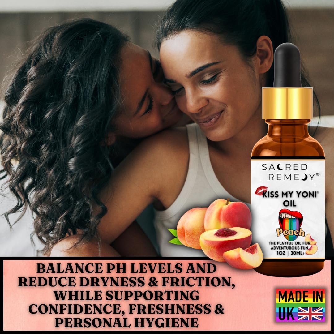 Kiss My Yoni Oil Peach Premium Body Lotion Rub. Non-Sticky, 30ml, Massage Oil. Vegan, Natural, Organic, Non-Toxic.