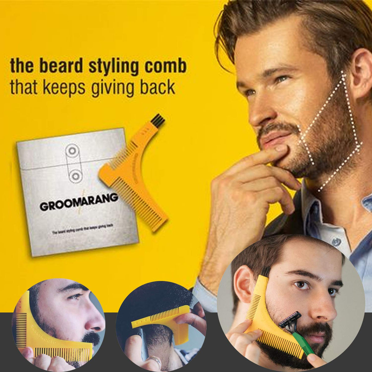 groomarang New Groomarang Beard Styling and Shaping Template Comb Tool Perfect Lines & Symmetry Shape Face Neck Line Fast And Easily.