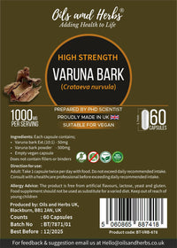 High Strength Varuna Bark Capsule- 1000MG- No fillers or Binders- Made in UK- Prepared by Phd Scientist