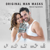 Fuss Free Naturals Sheet Face Mask For Men, Mens Skincare Bamboo Sheet Mask, Anti-Ageing With Hyaluronic Acid + Collagen, For Clean Shaven Men - Pack of 3 Sachets