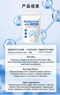 Generic 2pcs Hyaluronic Acid Powder Pure, Natural Hyaluronic Acid Powder for Face, DIY Low Molecular Face Mask, Micro Ingredients Facial Serum, Deep Hydrating & Smooths Wrinkles, 100g*2