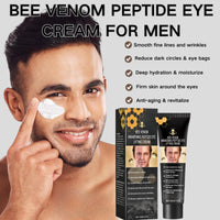 TBeautfave Mens Bee Venom Peptide Eye Cream, Under Eye Cream for Dark Circles & Puffiness - Eye Bag Remover, Puffy Eye Treatment for Men, Anti Aging E ye Cr eam, Wrinkle Filler, Hydrating, Firming