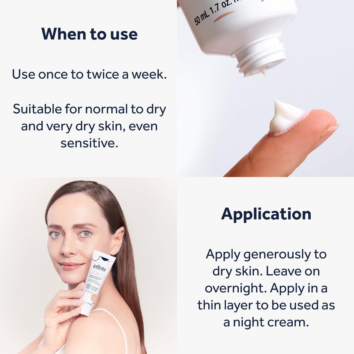 gallinée Gallinée - Face Recovery Mask - Nourishing & Hydrating Face Mask - With Prebiotic Oat Oil & Probiotic Complex & Shea Butter - Dermatologically Tested - For Dry & Sensitive Skin Types - 50 ml