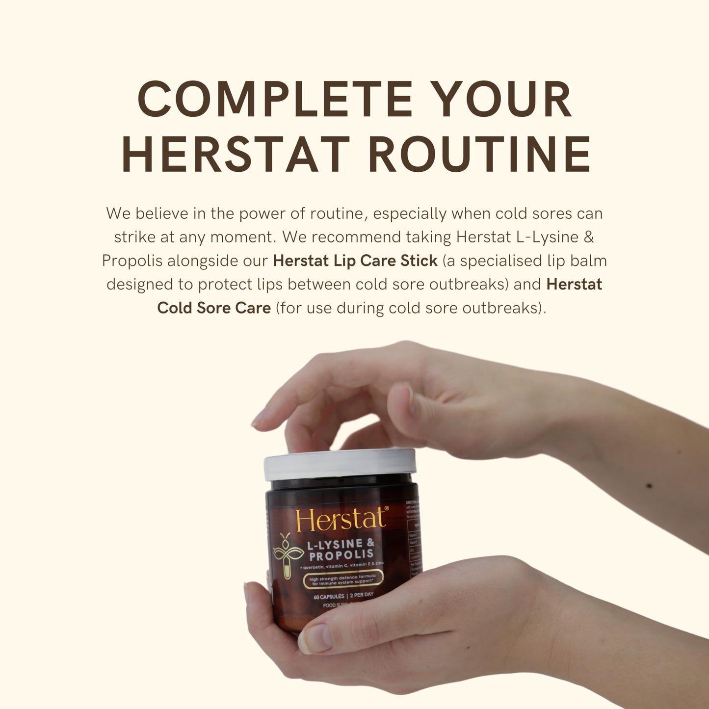 Herstat L-Lysine & Propolis Supplements | High Potency L Lysine Immune Support Formula with 5:1 Propolis Extract, Quercetin, VIT C, VIT E and Zinc