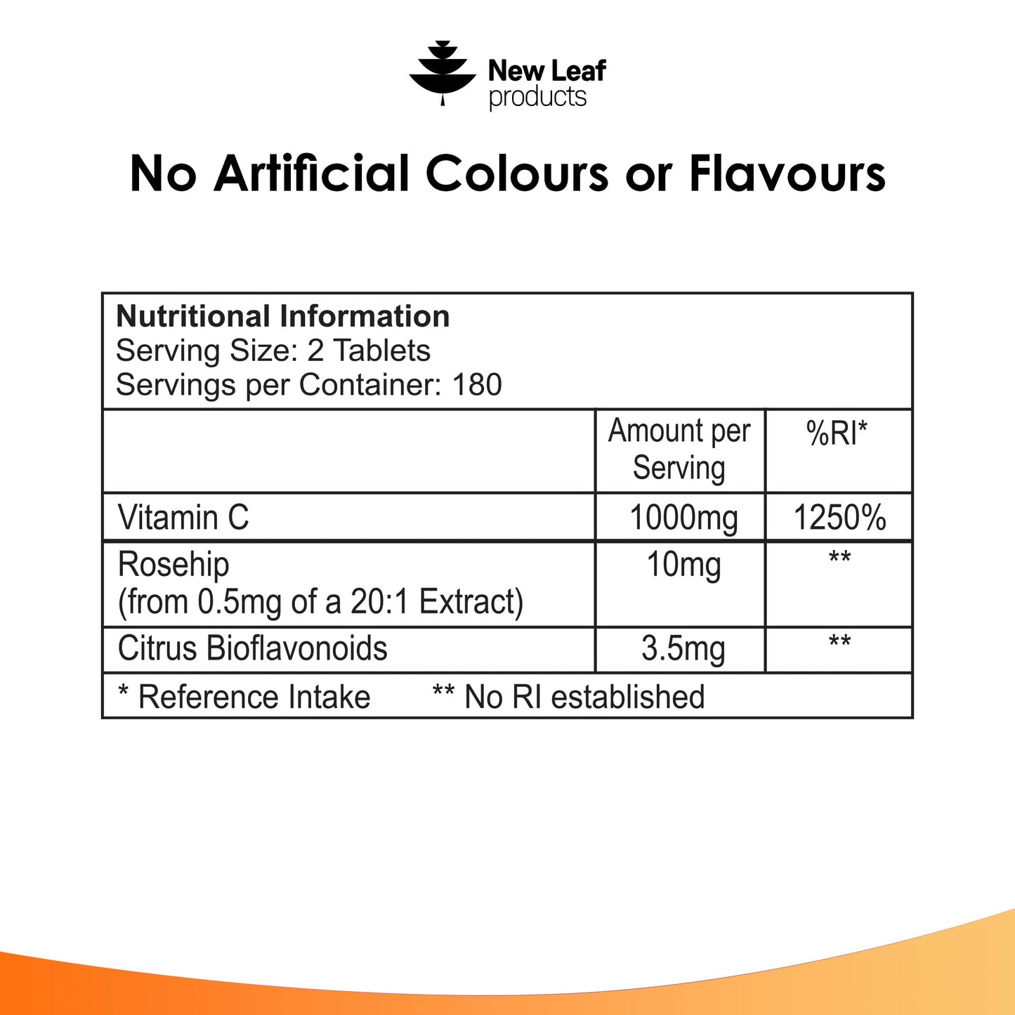 NEW LEAF PRODUCTS Vitamin C Tablets 1000mg - Enriched with Bioflavonoids & Rosehip - Premium Vitamin C Supplements - 360 Vegan Vitamin C Tablets High Strength Ascorbic Acid VIT C for Normal Immune System UK Made