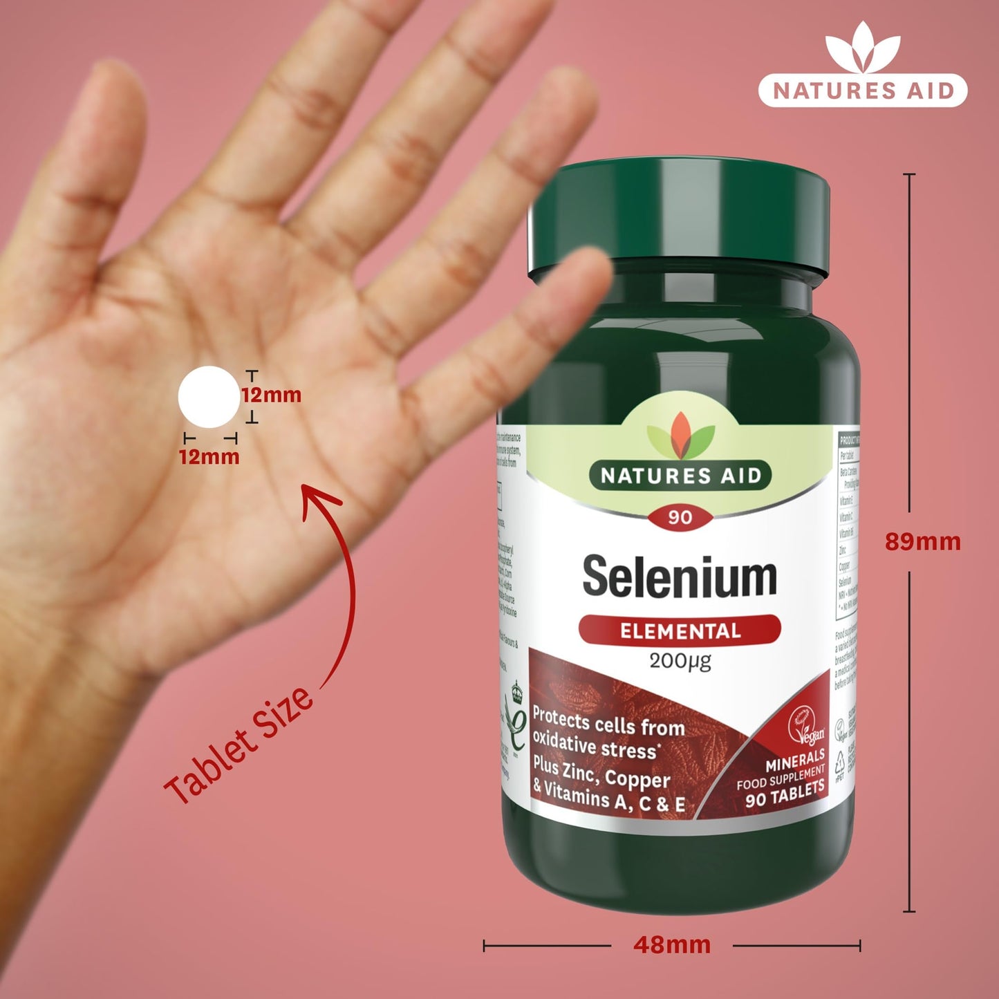 Natures Aid Selenium Tablets 200ug - High Potency Antioxidant Immune Support Supplement - Supports Thyroid Health Metabolism Wellness - Vegan Gluten-Free Non-GMO Natural Supplement - 90 Tablets