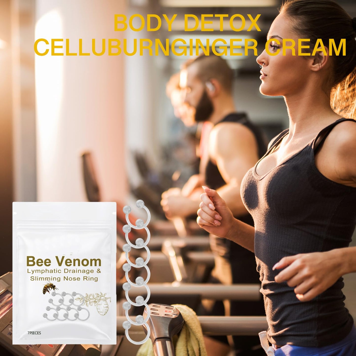XdealCozyxc 14PCS GGPM Bee Venom Nose Ring, Lymphatic Drainage & Slimming Nose Ring