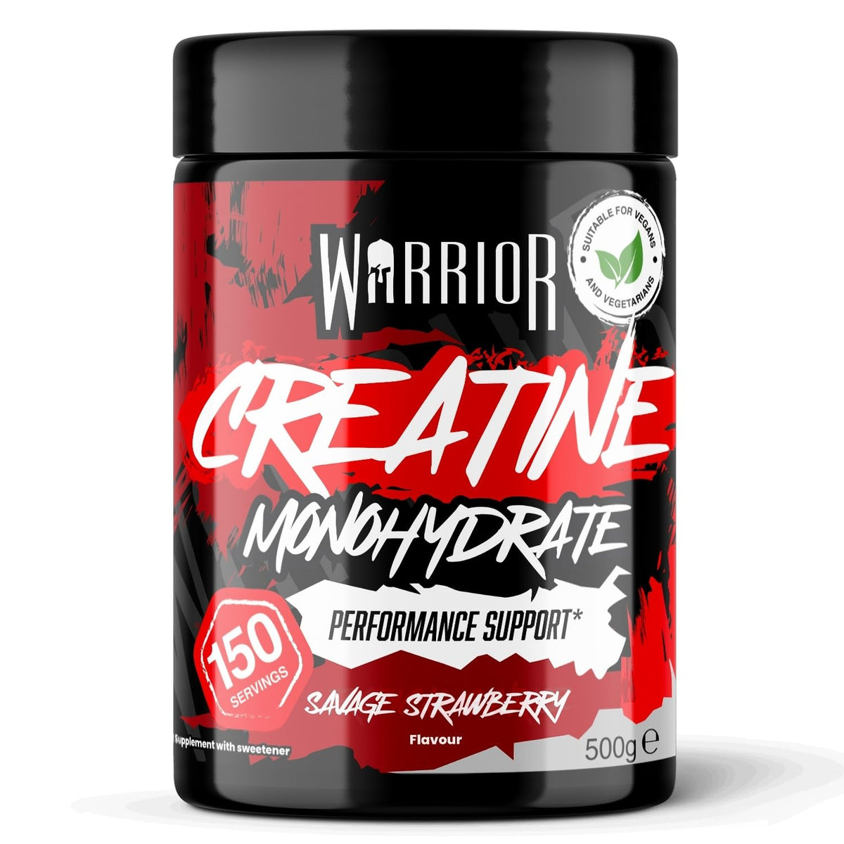 Warrior Flavoured Creatine Monohydrate Powder 500g (150 Servings) – Creatine Powder Drink, Creatine for Performance, Strength & Recovery (Not Creatine Gummies or Tablets) – Savage Strawberry